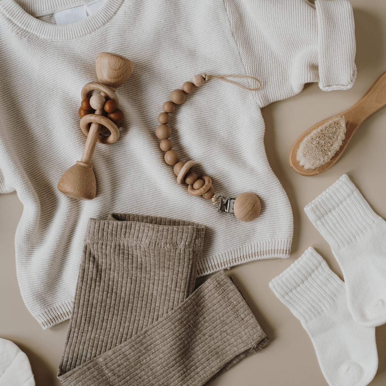 Boho Baby Clothes and Accessories Flat Lay